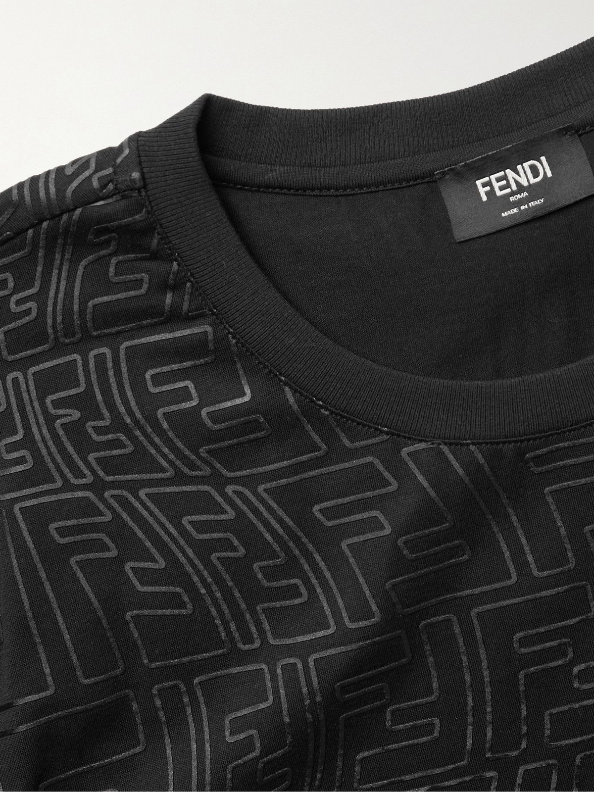 FENDI - Rubber-Printed Cotton-Jersey T-Shirt - Black Fendi