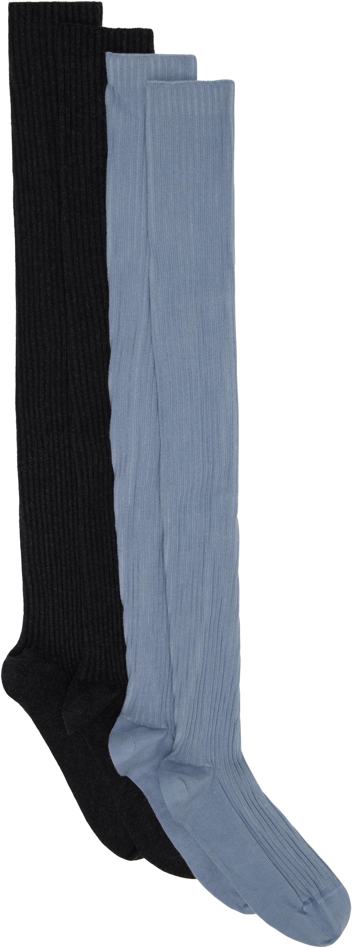 Baserange Two-Pack Black & Blue Cotton Rib Overknee Socks