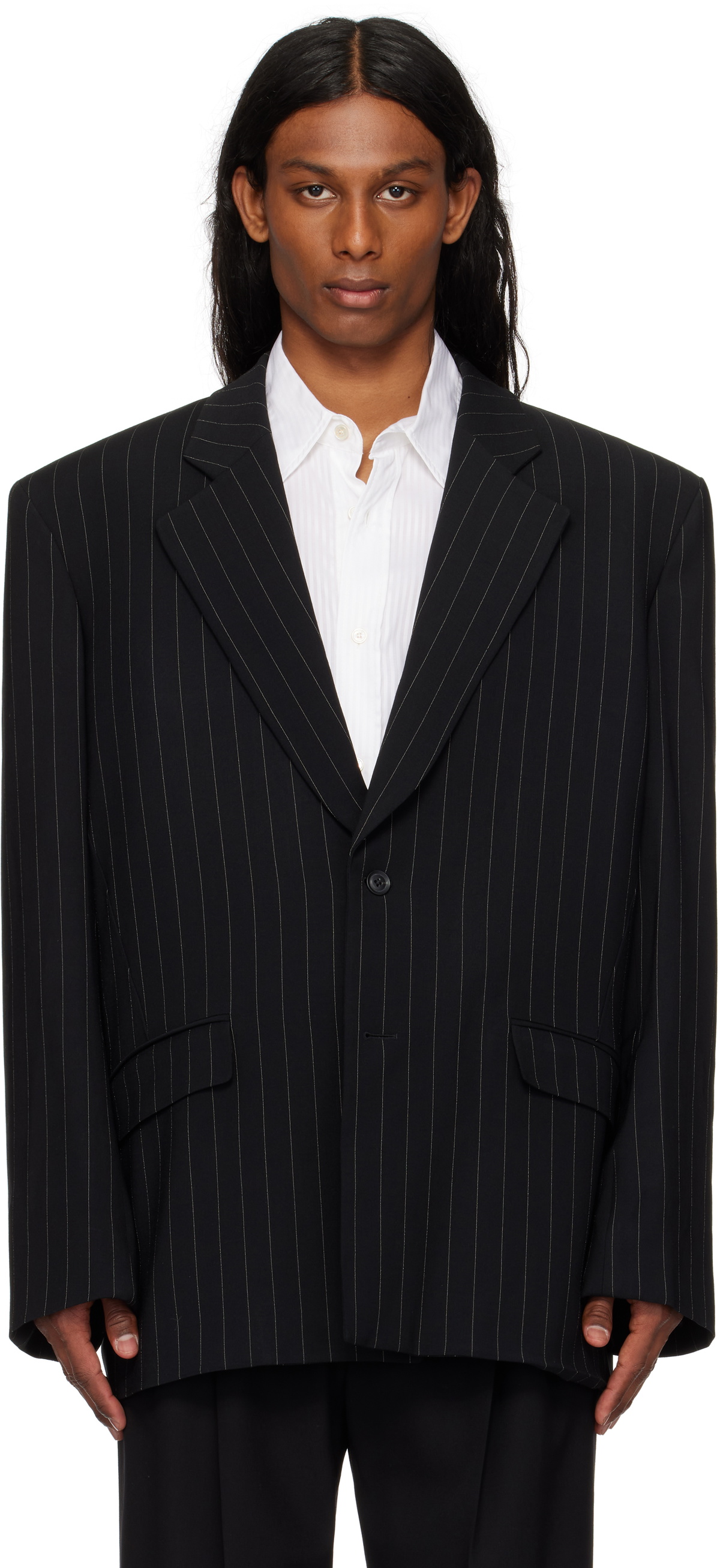 LGN Louis Gabriel Nouchi Black Single Breasted Oversized Blazer