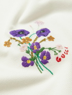 GUCCI - Logo-Embroidered Cotton-Piqué Polo Shirt - Neutrals
