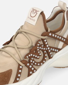 Pinko Ariel Sneakers With Laces And Rhinestones Rope Beige