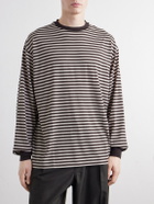 Kaptain Sunshine - Striped Wool-Jersey T-Shirt - Brown
