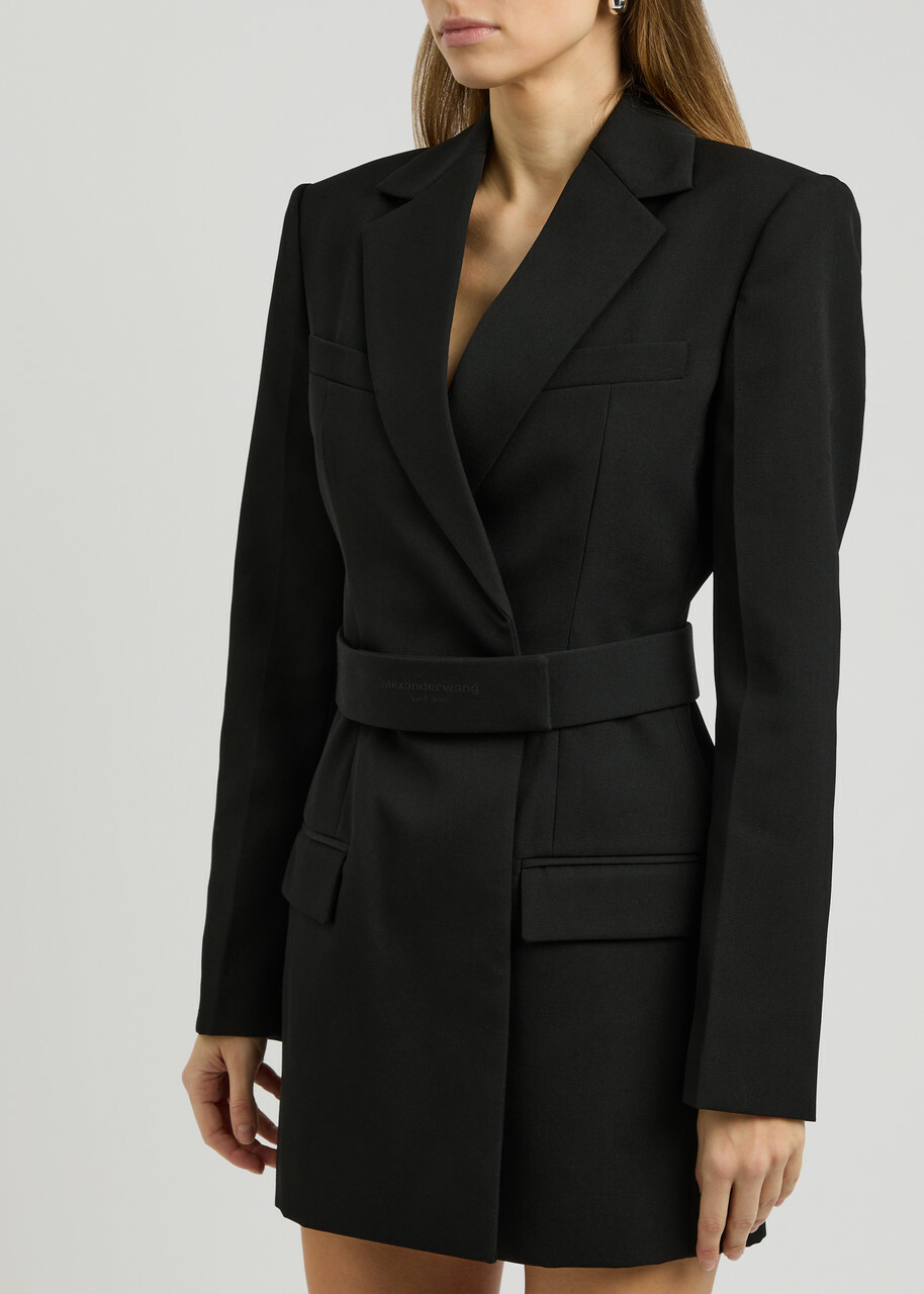 Alexander Wang Belted Wool Mini Blazer Dress Black