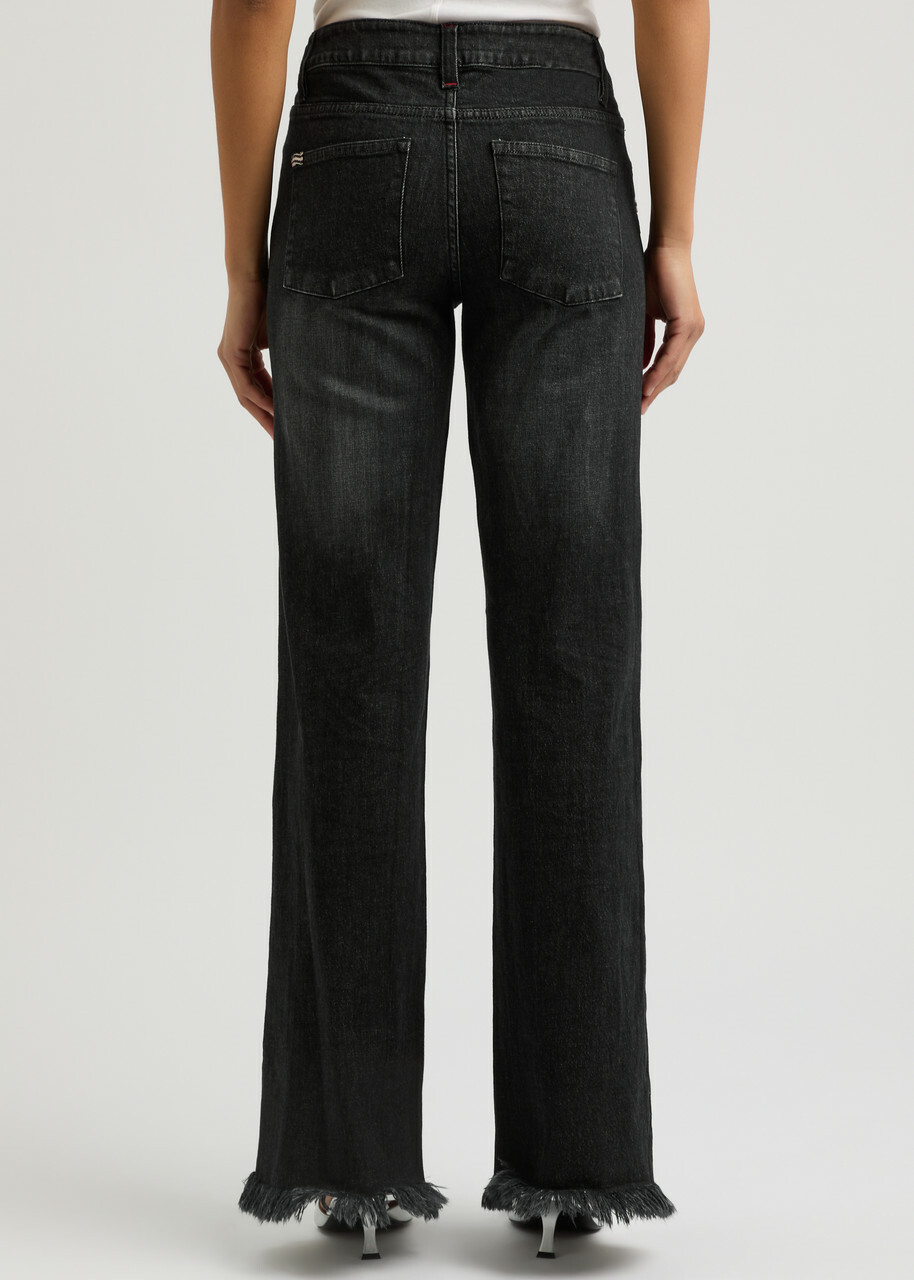Alice + Olivia Roxie Embellished Straight-leg Jeans Black