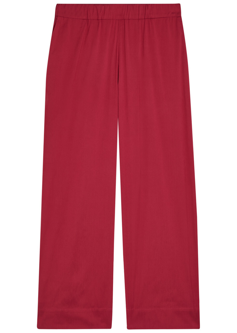 Max Mara Pece Wide-leg Cotton Trousers Burgundy