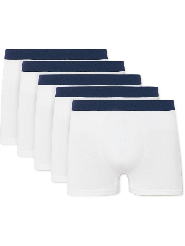 Photo: Hamilton And Hare - Five-Pack Stretch-Jersey Boxer Briefs - White