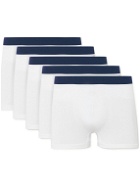 Hamilton And Hare - Five-Pack Stretch-Jersey Boxer Briefs - White