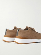 Brunello Cucinelli - Stretch-Knit Sneakers - Brown