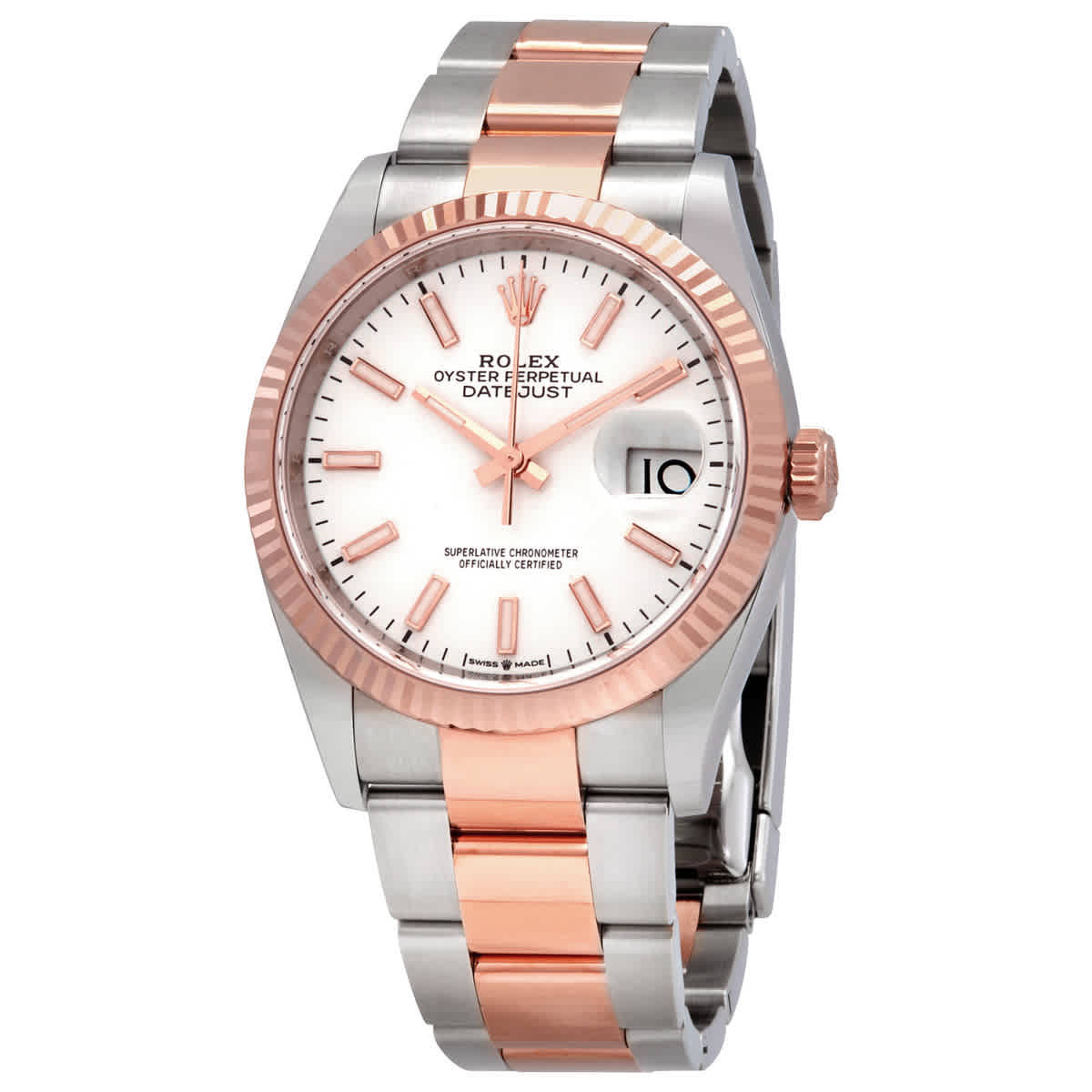 Rolex Datejust 36 Automatic White Dial Mens Steel and 18kt Everose Gold Oyster Watch 126231WSO