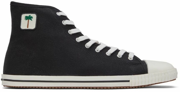Photo: Palm Angels Black Vulcanized High Top Sneakers