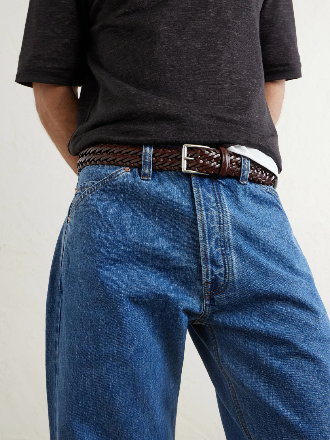 Anderson's - 3.5cm Woven Leather Belt - Brown