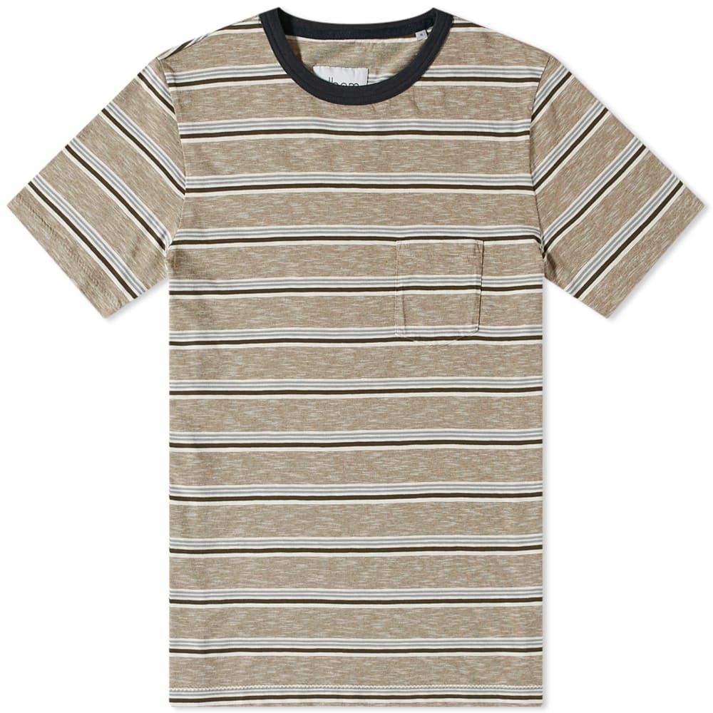 Photo: Albam Men's Heritage Stripe T-Shirt in Mushroom Stripe