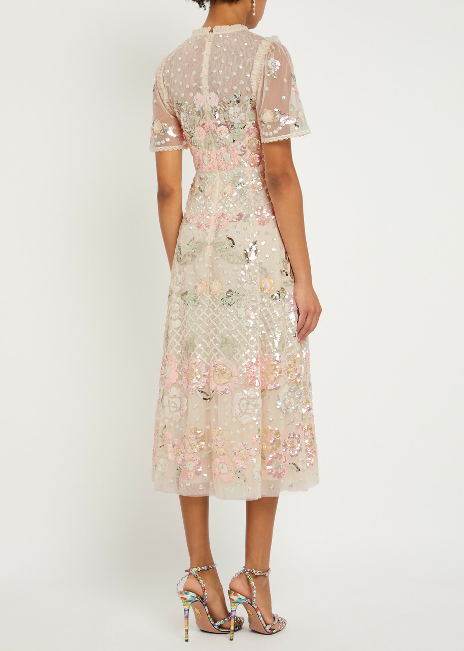 Needle & Thread Rosalie Floral-embellished Tulle Gown Cream