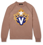 Versace - Appliquéd Cotton Sweater - Camel