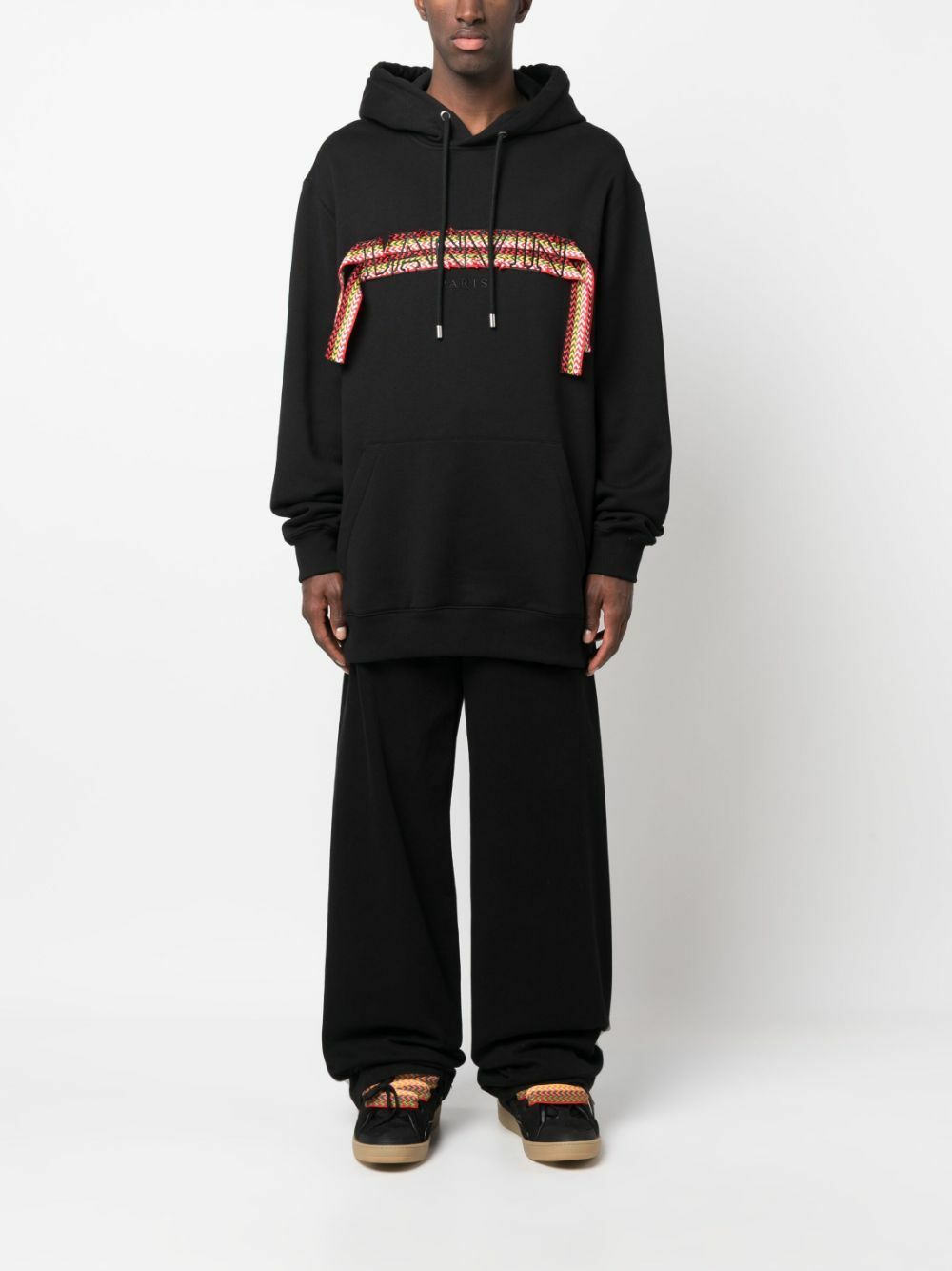 Lanvin Black Logo Appliqué Cotton Hoodie