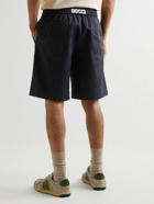 GUCCI - Straight-Leg Logo-Print Cotton-Twill Shorts - Blue