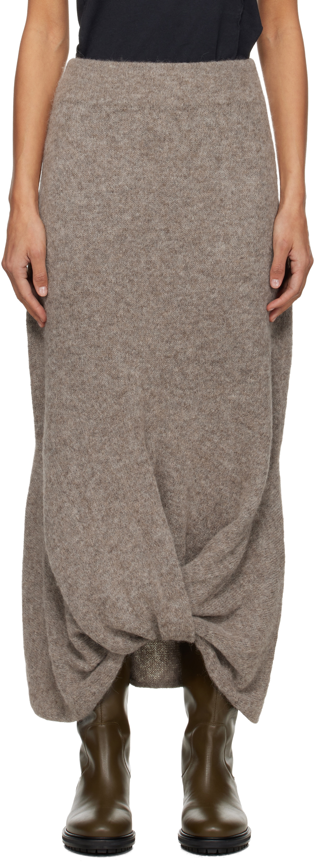 Lauren Manoogian Gray Knot Midi Skirt