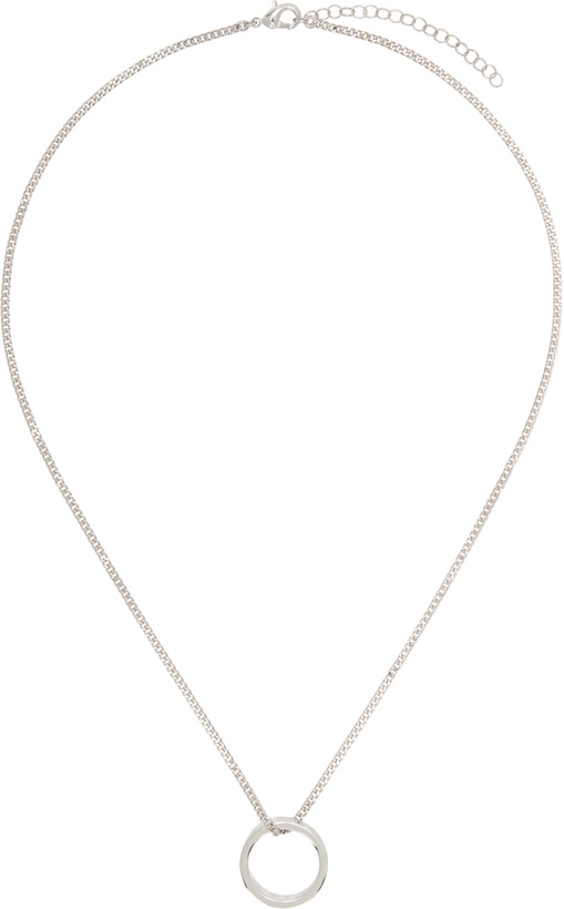 Photo: MM6 Maison Margiela Silver Brass Minimal Logo Necklace