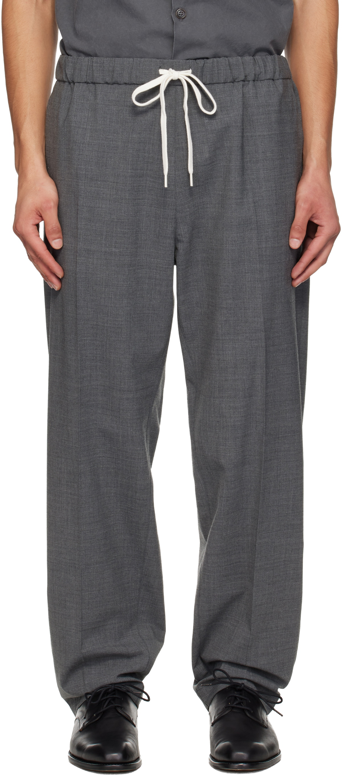 MM6 Maison Margiela Gray Drawstring Trousers MM6 Maison Margiela