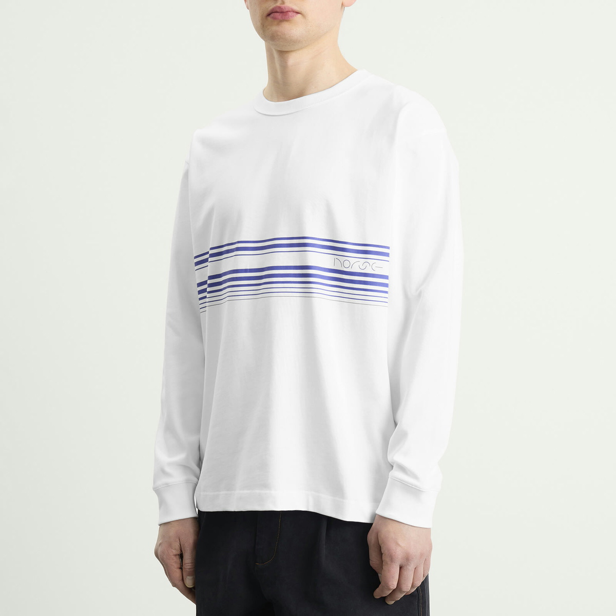 Norse Projects Men's Loften Nautical Stripe Long Sleeve T-Shirt in White