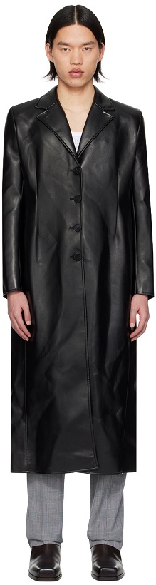Photo: Coperni Black Button Faux-Leather Coat