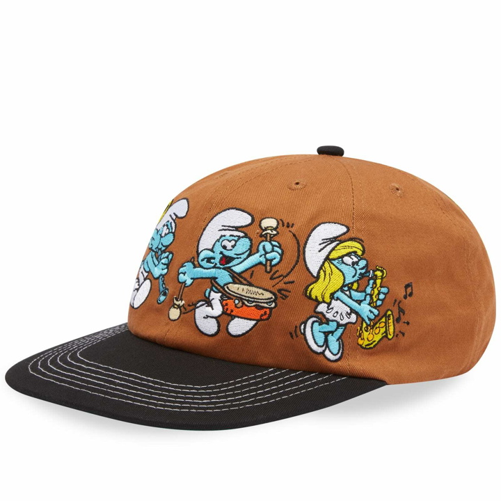 Photo: Butter Goods x The Smurfs Band 6 Panel Cap in Brown/Black