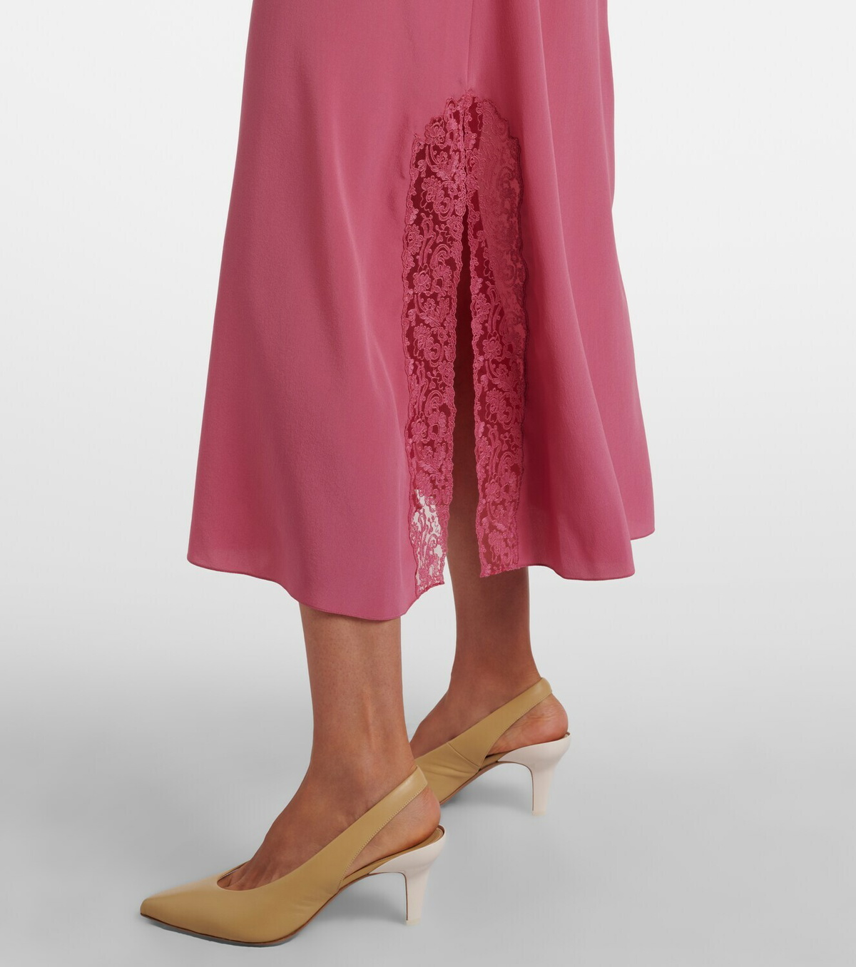 Chloé Lace-trimmed silk slip dress