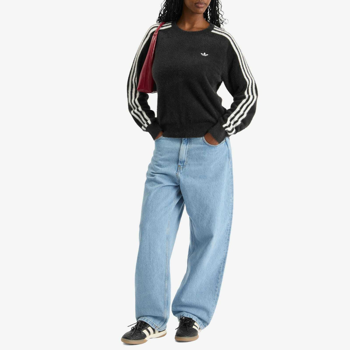 Adidas Women's Adicolor Holiday Knit Sweatshirt in Black