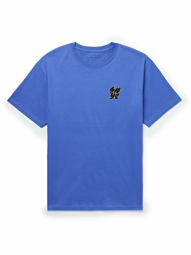 Photo: Saturdays NYC - Nimbus Logo-Print Cotton-Jersey T-Shirt - Blue