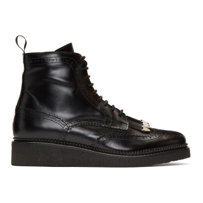 Photo: Toga Virilis Black Hard Leather Lace-Up Boots