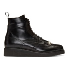 Toga Virilis Black Hard Leather Lace-Up Boots