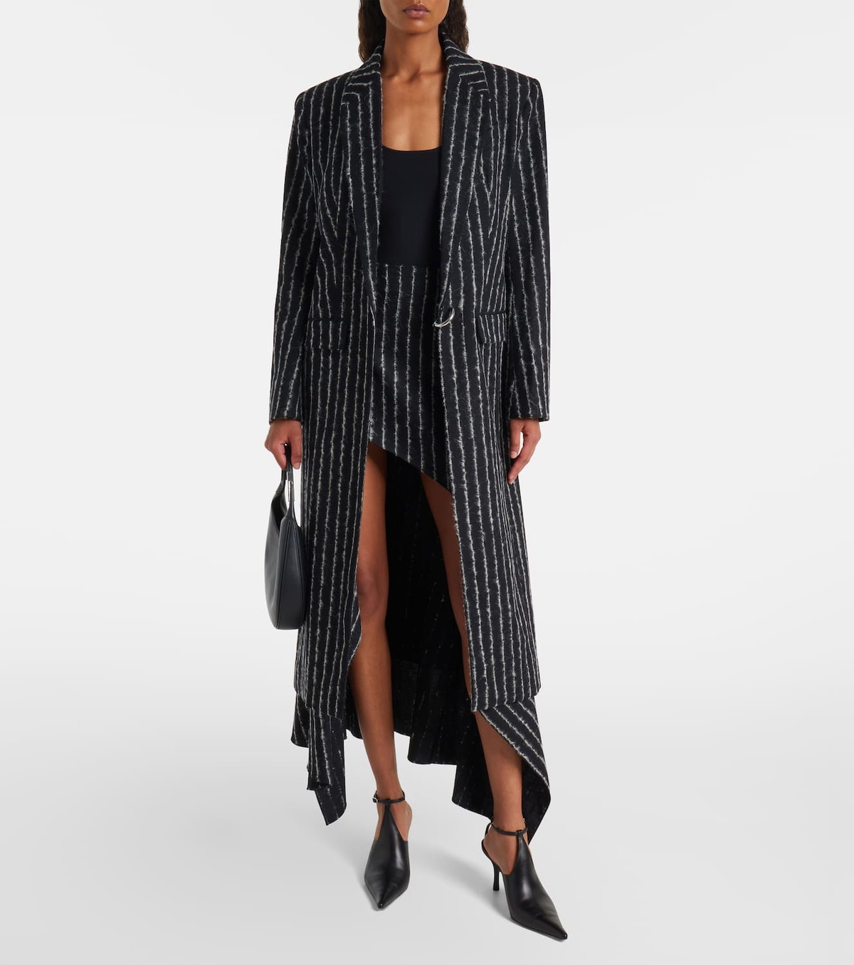 Mugler Striped asymmetric maxi skirt