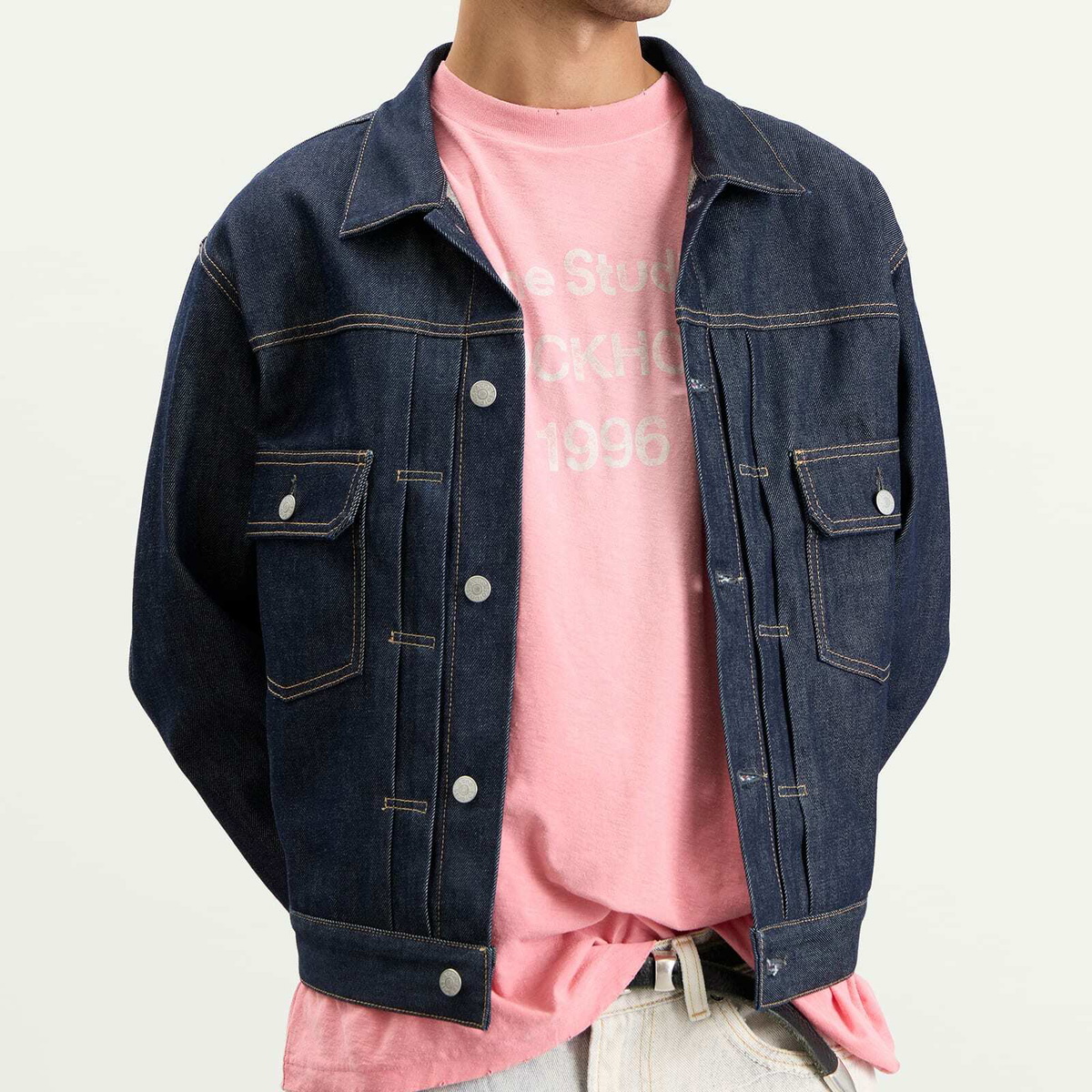 Acne Studios Men's Ryker Raw Denim Jacket in Indigo Blue