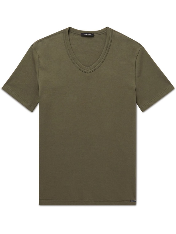 Photo: TOM FORD - Stretch-Cotton Jersey T-Shirt - Green