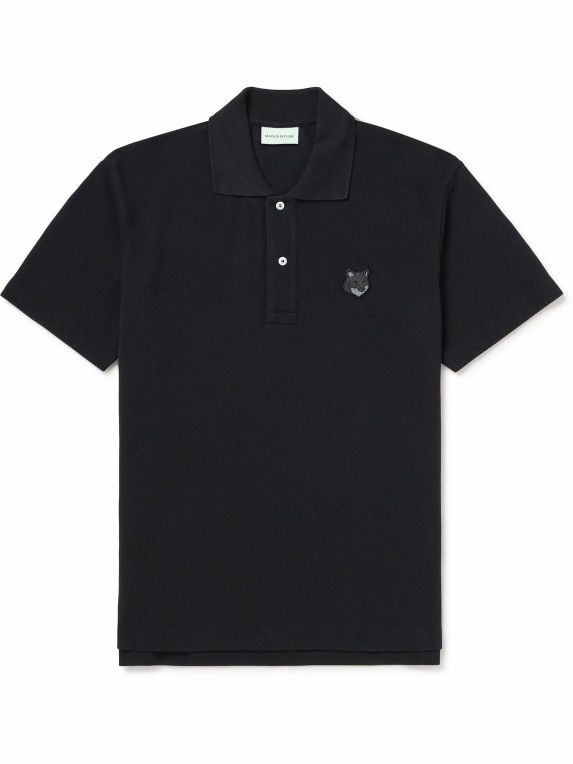 Photo: Maison Kitsuné - Logo-Appliquéd Cotton-Piqué Polo Shirt - Black