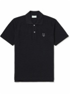 Maison Kitsuné - Logo-Appliquéd Cotton-Piqué Polo Shirt - Black