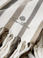 Loro Piana - Logo-Embroidered Fringed Striped Cotton and Linen-Blend Beach Towel