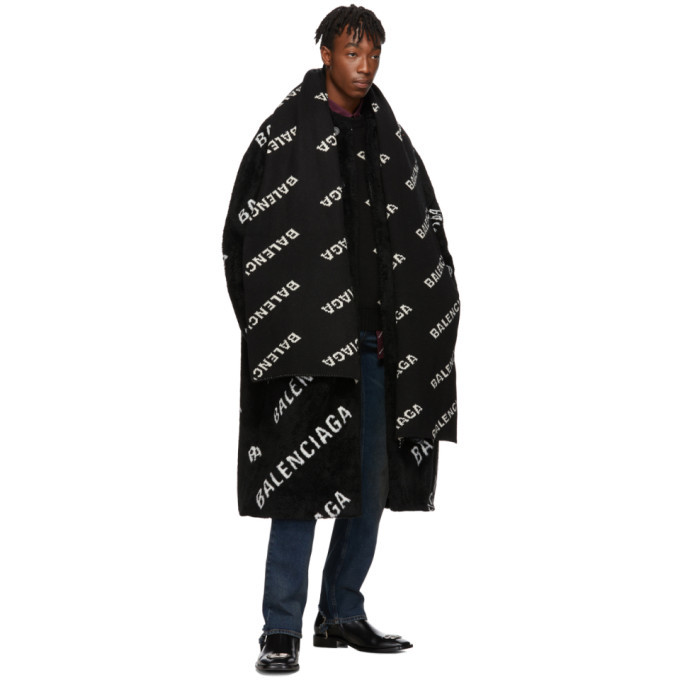 Balenciaga all over logo scarf hotsell