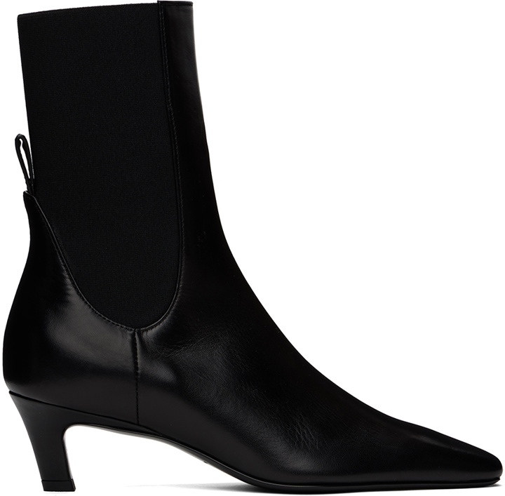 Photo: TOTEME Black 'The Mid Heel' Leather Boots