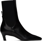TOTEME Black 'The Mid Heel' Leather Boots