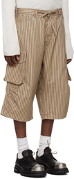 424 Beige Camo Stripe Bermudas Cargo Shorts
