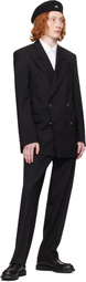 Marine Serre Black Virgin Wool Twill Fitted Blazer