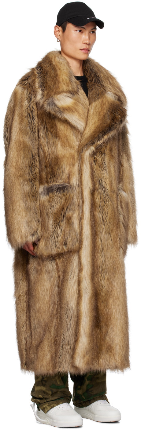 Givenchy Beige Double-Breasted Faux-Fur Coat Givenchy