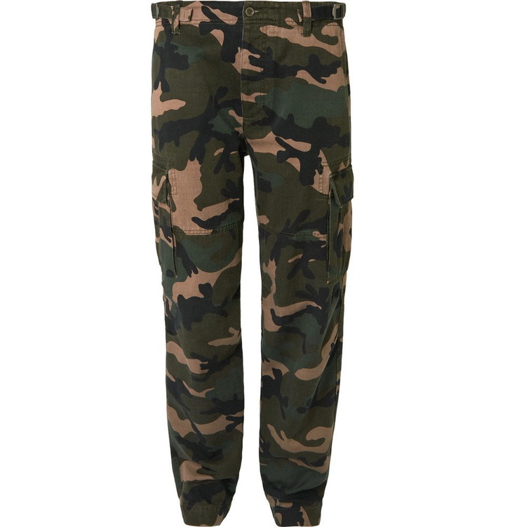 Photo: Valentino - Slim-Fit Camouflage-Print Cotton Cargo Trousers - Men - Green