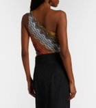 Missoni One-shoulder lamé crop top