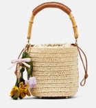 Self-Portrait Small raffia bucket bag
