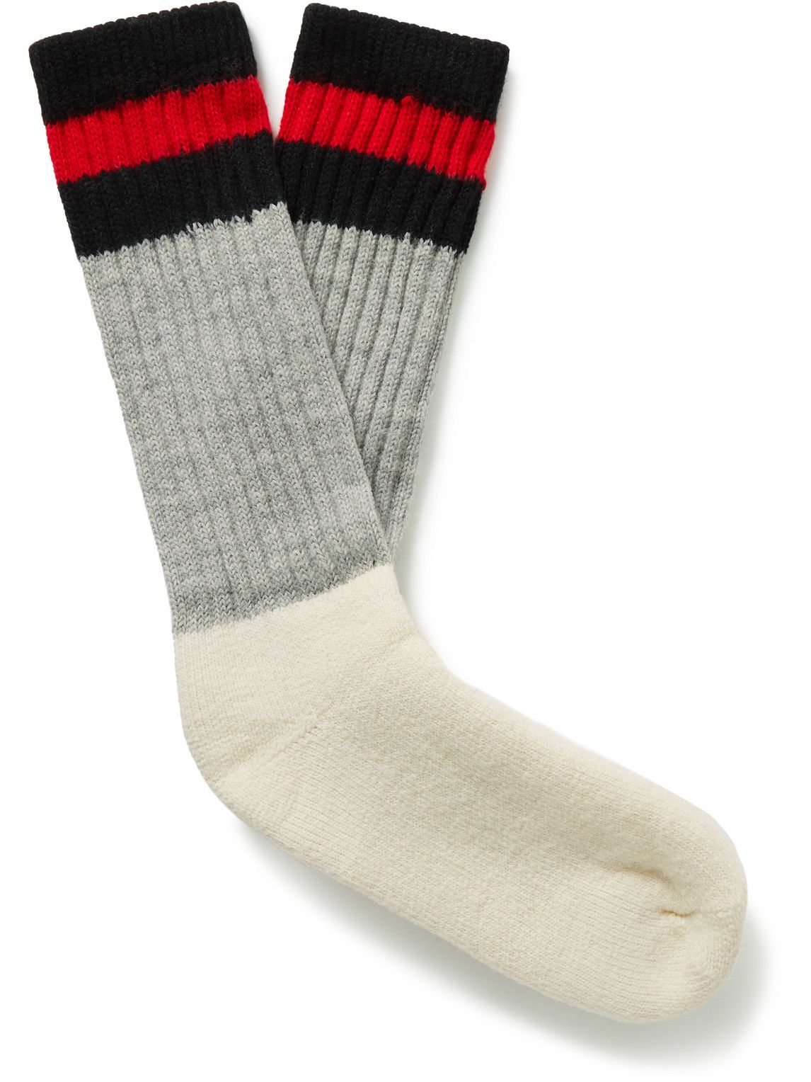 Filson - 1970's Logger Striped Merino Wool-Blend Socks - White Filson