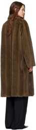 LE17SEPTEMBRE Brown Vertical Faux Fur Long Coat