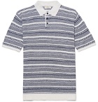 Altea - Striped Linen and Cotton-Blend Polo Shirt - Blue