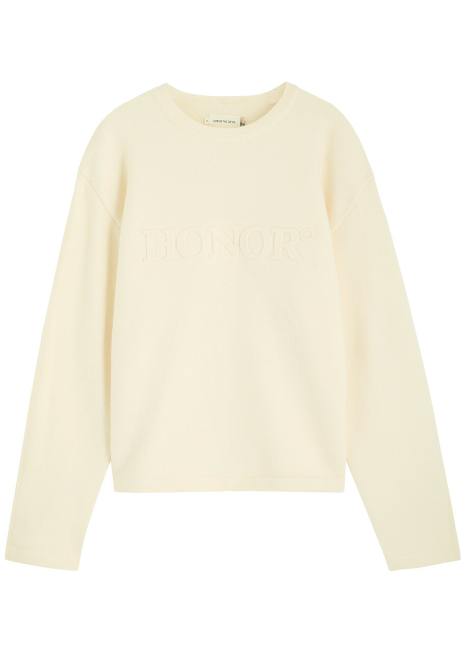 Honor The Gift Logo-embossed Knitted Jumper Cream